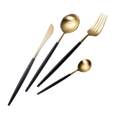 China Reusable Bulk Flatware Spoon Fork Knife Matte Silverware Viable Chinese Wedding Set 304 Stainless Steel Gold Black Cutlery for sale