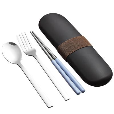 China WORTHBUY Travel Viable Chinese Tableware Portable Outdoor Cutlery Set 304 Stainless Steel Tableware For Picnic Camping Dinner Set for sale