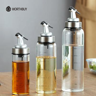 China Non-slip; WORTHBUY Eco-Friendly Cooking Clear Glass Jars Olive Oil Bottles Kitchen Accessories Storage Dispenser Sauce Seasoning Vinegar Bottle for sale