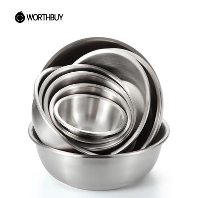 China Sustainable 304 Stainless Steel Matte Bowl High Quality Food Metal Bowl Large Capacity Vegetable Kitchen Fruit Cooking Accessories for sale