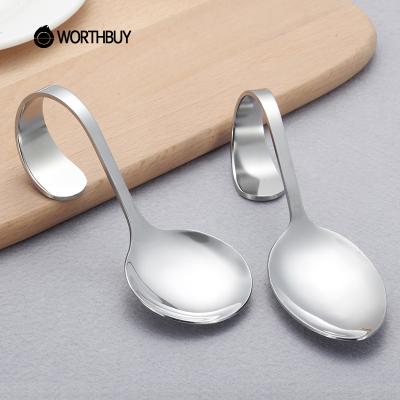 China WORTHBUY Creative Viable Long Handled Coffee Spoon Stainless Steel Tea Spoons With Hook Cooffee Scoops Kitchen Accessories for sale