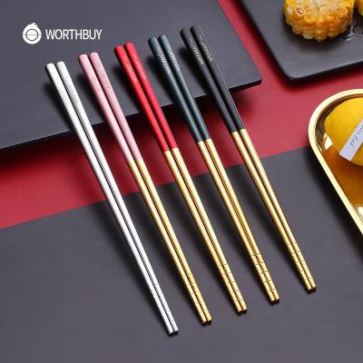 China 304 Stainless Steel Chopstick Disposable Chinese Chopstick Non-Slip Reusable Chopstick for sale