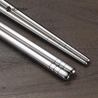 China WORTHBUY SUSTAINABLE 5 Pairs/Set Chinese Sushi Hashi Chopsticks Non-Slip Stainless Steel Chopsticks Set Reusable Metal Food Sticks for sale