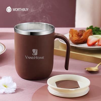 China WORTHBUY Logo Leak-Proof Water Cup With Durable Custom Double-Layer Stainless Steel Reusable Coffee Mug With Lid for sale