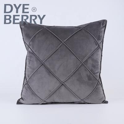 China Sustainable Luxury Dyeberry Gray Golden Diamond Texture Modern Velvet Cushion Cover For Home Decorative for sale