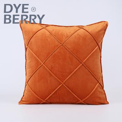 China Viable Bright Orange Dyeberry Diamond Texture Modern Luxury Velvet Cushion Cover For Home Decorative for sale