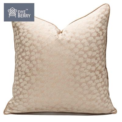 China Viable American Dyeberry Champagne Feathers Texture Luxury Modern Style Jacquard Cushion Cover For Living Room for sale