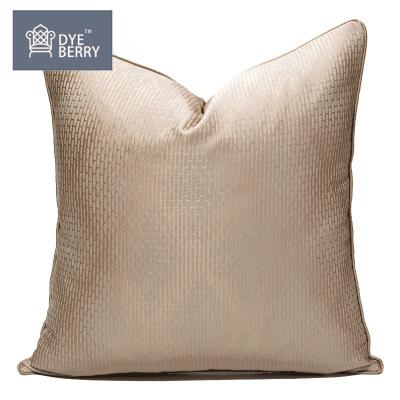 China Viable Modern Dyeberry Champagne Square Stripe Pillow Luxury Jacquard Cushion Cover for sale