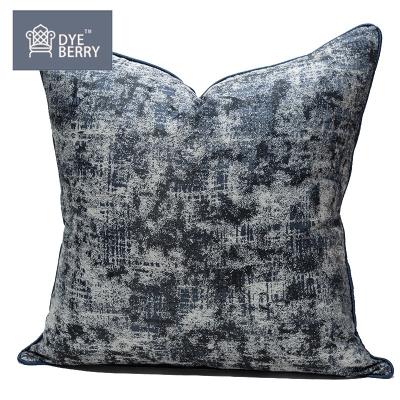 China Viable Blue Dyeberry Gray Interlaced Texture Modern Simple Jacquard Cushion Cover With Piping for sale