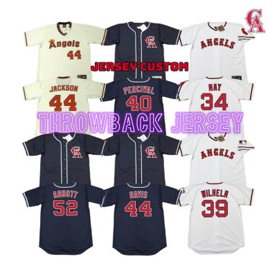 China Antibacterial Men's California 34 Rudy May 40 Troy Percival 44 Chili Davis 52 Jim Abbott Throwback Baseball Jersey Stitched S-5xl for sale