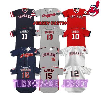 China Cleveland 10 Ray Fosse 11 Jose Ramirez 13 Omar Vizquel 14 Larry Doby Throwback Baseball Jersey Mens Antibacterial Stitched S-5xl for sale