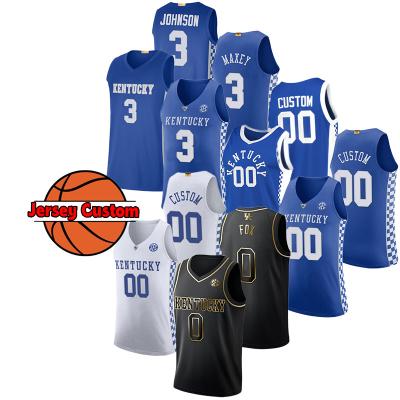 China Custom Antibacterial Mens Kentucky Wildcats 00 3 Keldon Johnson 0 De'aaron Fox Player College Basketball Tank Tops for sale