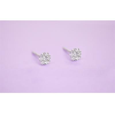 China Customized Design Fashion 18K Whitegold Flower Diamond Design Stud Earrings For Women TRENDY for sale