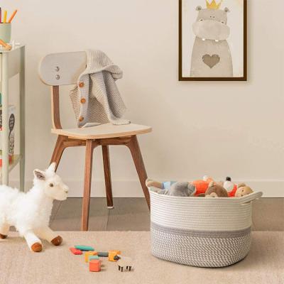 China Folding custom color soft durable clothes toys bin for kids cotton rope storage basket for sale