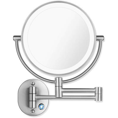 China Jerdon Style Lighted Wall Mount Chrome Finish Direct Wiere Bathroom Makeup Mirror With Led Light for sale