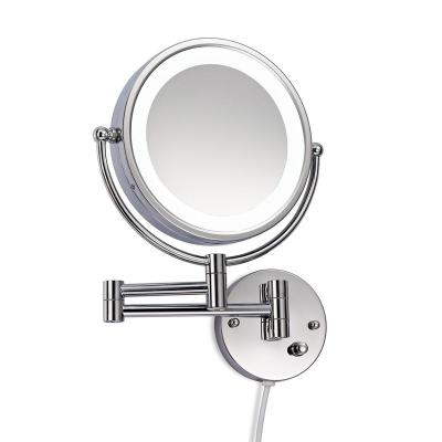 China 220V Expandable Wall Mounted 2-Face Led Wall Shaving Mirror For Bathroom for sale