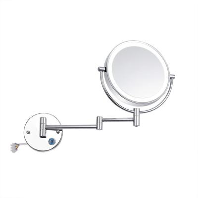 China Polished Chrome Finish Magnifying Reversible Swivel 10x/1X Magnifying Mirror with Lights for sale