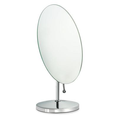 China Home Decorations Metal Wired Desk Standing Single Face Oval Vanity Mirror No Light for sale