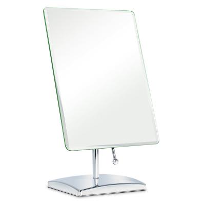 China Single Side Pedestal 360 Degree Rotating Single Side Square Makeup Desk Mirror for sale