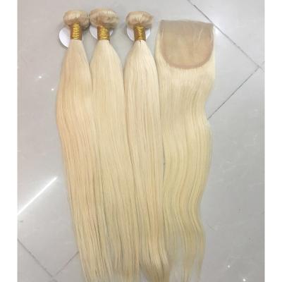 China Blonde 613 Virgin Hair Russian Silky Straight Style Superb Long Hair Double Size Pulled Bundles Available With Matching Closure And Headband for sale