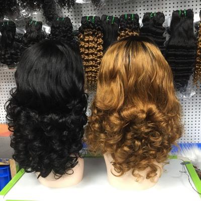 China Wholesale Double Front Wigs Bouncy Wave Super Quality Lace Wigs Factory Quality Lace Cuticle Pulled Aligned Swiss Lace Wigs for sale