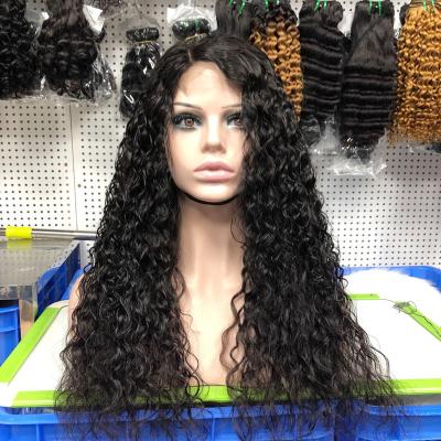 China 100% Peruvian Hair Full Lace Wigs Good Quality Cutilce Human Hair Aligned 4x4 To Lace Closure Wigs Natural Color Water Wave for sale