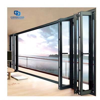 China New Style Waterproof High End Customs Colors Exterior Double Folding Glass Aluminum Patio Bifold Doors for sale