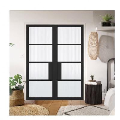 China Waterproof Modern Villa Hotel Apartment Used Security Exterior Double Front Entrance French Steel Swing Doors for sale