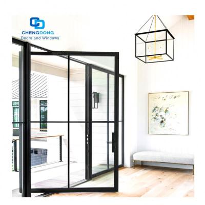 China Interior and Exterior Design Modern Heavy Duty Aluminum Glass Pivot Style Steel Door for sale