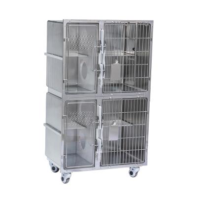 China Temperature and Humidity Display Veterinary Pet Stainless Steel Cat Carrier for sale