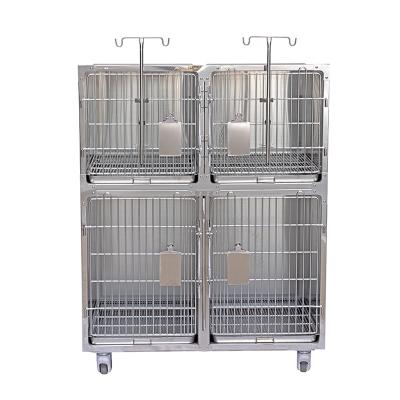 China Temperature and Humidity Display Pet Hospital Stainless Steel Veterinary Cage 304 Stainless Steel PET Cage for sale