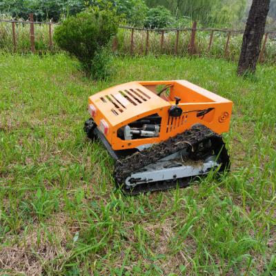 China 4-Stroke Gasoline Engine Sharp Mowing Blades Walking Speed ​​0~6Km/H Remote Control Lawn Mower With Tracks for sale