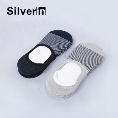 China Silver Ant-Slip Antibacterial Silicone Summer Men Antibacterial Invisible Socks for sale