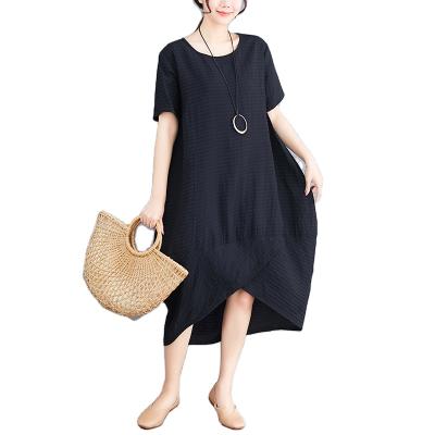 China Anti-Wrinkle Canvas O-Neck Drpped Oversized Fit Size Maternity Dress for sale