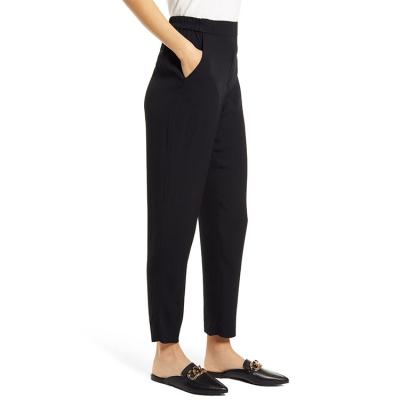 China Anti-Wrinkle Graceful Solid Black Regular Women's Pants And Trousers for sale