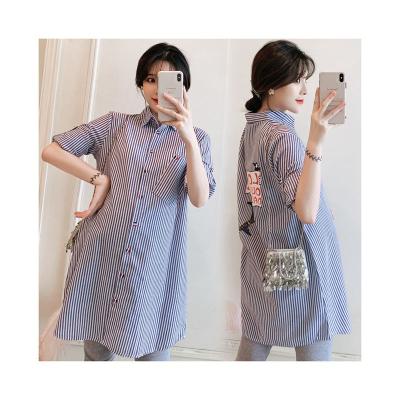 China Anti-wrinkle Factory Price Printed Maternity Shirt Striped Shirt Elegant Loose Maternity Shirt for sale