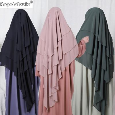 China Latest Women Prayer Hijab Women Muslim Prayer Hijab Over 3 Layers Headscarf Khimar Islamic Jilbab Hijab for sale