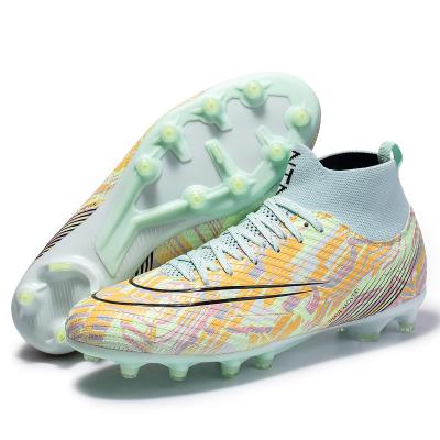 China Wear resistant Quanzhou Jinjiang high and low help breathable football shoes men and women long nail bottom multi-color for sale