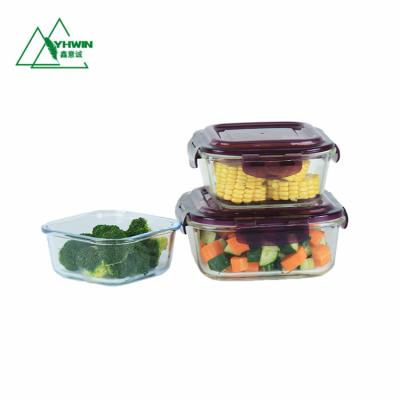 China New Design Microwavable Food Glass Lunch Box Container With Compartment for sale