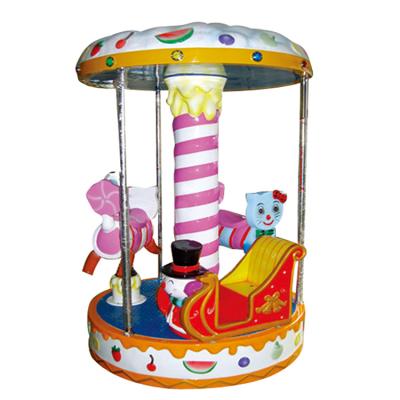 China Amusement Park Coin Operated Three Person Horse Carousel Vintage Kiddie Ride for sale