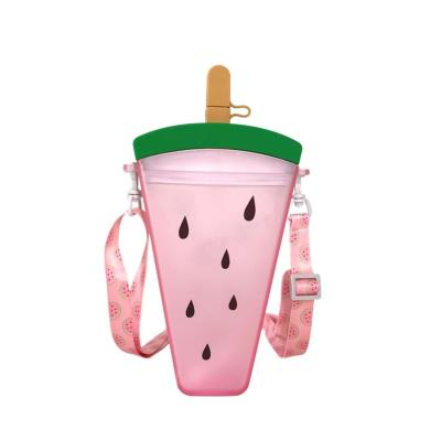 China 2022 Summer Children Viable Watermelon Shaped Fruit Watermelon Shaped Popsicle Gourd Plastic Water Bottle Child for sale