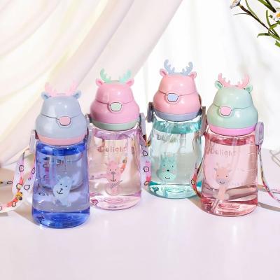 China The Reideer Straw Portable Kids Children Christmas Gifts Drinking Water Bottle Wholesale Viable Cartoon for sale