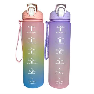 China Custom Stocked 1 Liter Fitness Plastic Protein Shaker Water Bottle For Sport Logo Gradient Color for sale