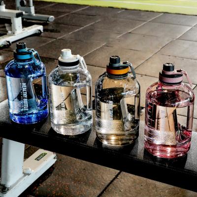 China Viable high quality blue clear wide mouth black 2.2l drinkware water bottle motivational running petg for sale