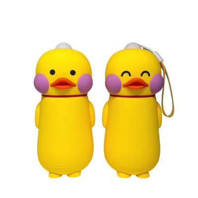 China Top Selling Children Viable Duck Shaped Glass Water Bottle Cute Cartoon Portable With Rope for sale