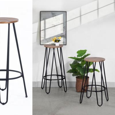 China Barstool Bar Stool Metal Seat Bar Chair Metal Legs Industrial Modern Furniture Wooden Stocks Solid Wood Vintage Black And White Color for sale