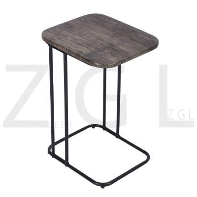 China Easy Assemble Manufacturer Oak Color Laptop Coffee Desk Side Corner Table Wooden Shelf Stock For Living Room Sofa for sale