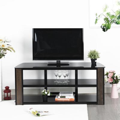 China Metal Glass DROPSHIP OK US/CA Collapsible Foldable Living Room TV Stand with Storage Function for sale