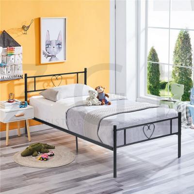 China Other OEM black metal single bed 190x90cm mattress size without mattress heart design morden style knock down support EU USA dropship for sale