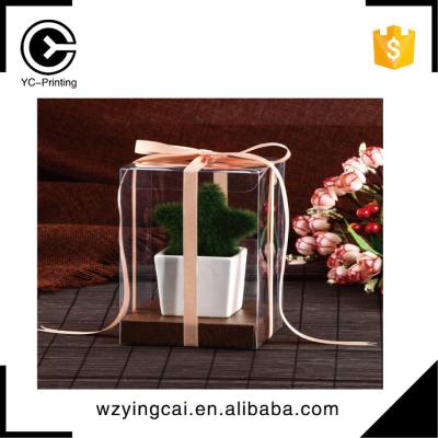 China Recycled Materials Elegant Flowers Packaging Potted Plant Succulent Transparent Boxes for sale